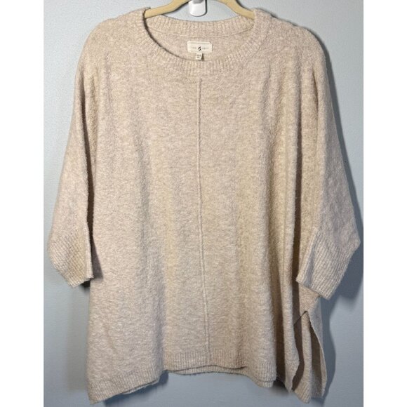 Lou & Gray Phoncho Style Sweater Womens XS/S Oatmeal Crewneck Minimalist Cozy - Picture 1 of 8